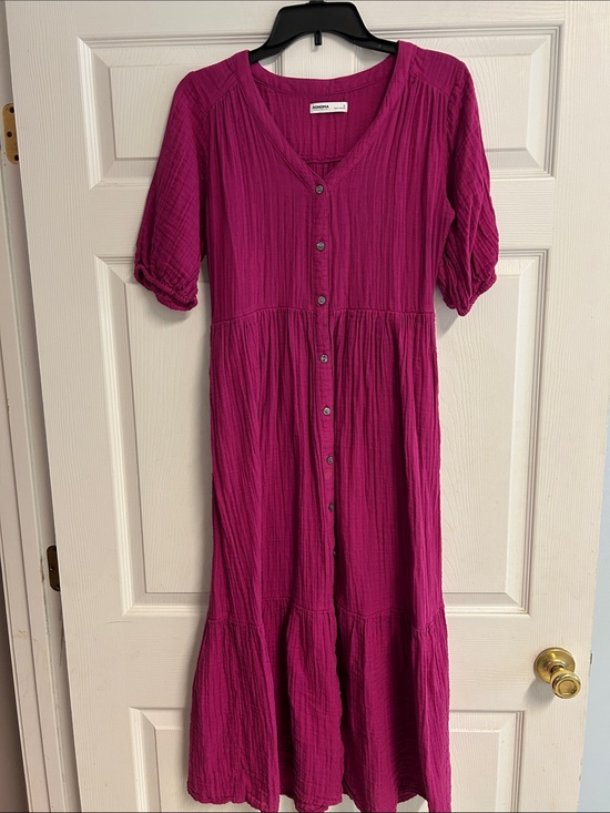 Sonoma Dresses & Skirts - Sonoma Magenta Button-Front Midi Dress. WORN ONCE